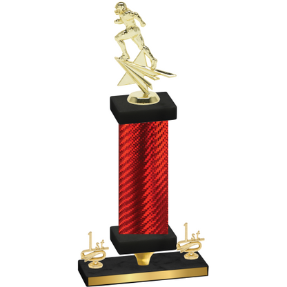 Premium Single Red Carbon Fiber First Place Football Trophy