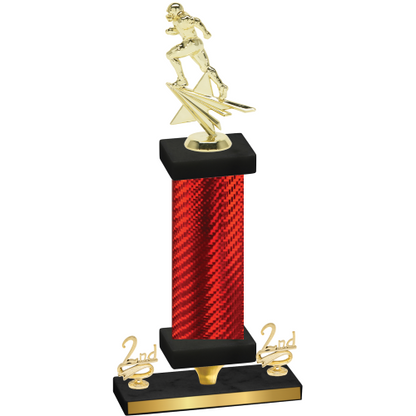 Premium Single Red Carbon Fiber Second Place Football Trophy