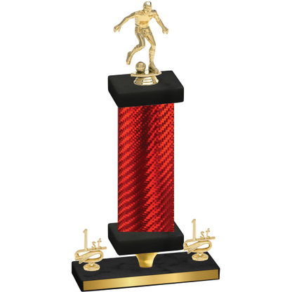 Premium Single Red Carbon Fiber First Place Soccer Trophy