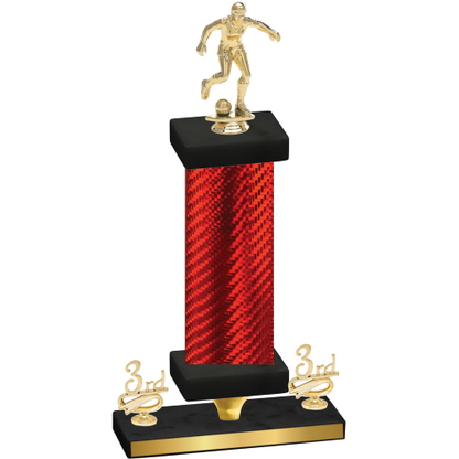 Premium Single Red Carbon Fiber Third Place Soccer Trophy