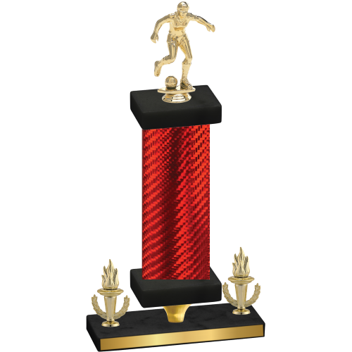 Premium Single Red Carbon Fiber Victory Soccer Trophy