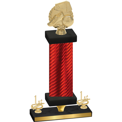 Premium Single Red Carbon Fiber First Place Soccer Trophy