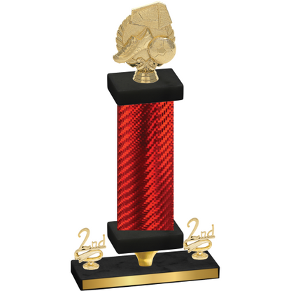 Premium Single Red Carbon Fiber Second Place Soccer Trophy