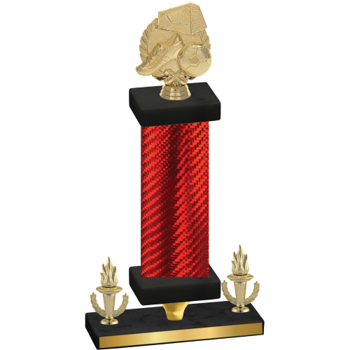 Premium Single Red Carbon Fiber Victory Soccer Trophy