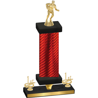 Premium Single Red Carbon Fiber First Place Rugby Trophy