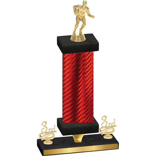 Premium Single Red Carbon Fiber Third Place Rugby Trophy