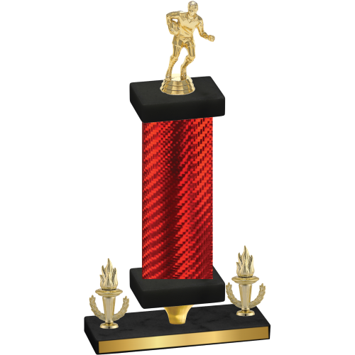 Premium Single Red Carbon Fiber Victory Rugby Trophy