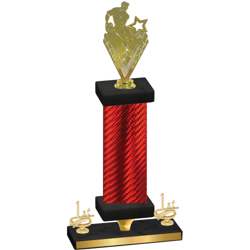 Premium Single Red Carbon Fiber First Place Rugby Trophy