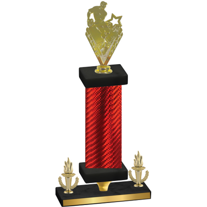 Premium Single Red Carbon Fiber Victory Rugby Trophy