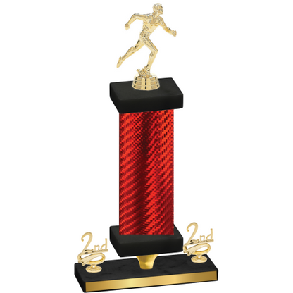 Premium Single Red Carbon Fiber Second Place Running Trophy