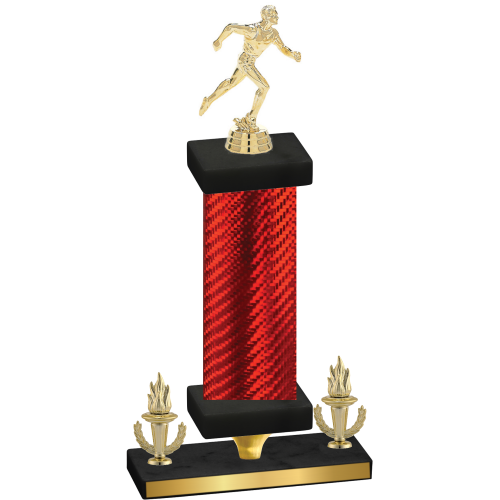 Premium Single Red Carbon Fiber Victory Running Trophy