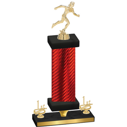 Premium Single Red Carbon Fiber First Place Running Trophy