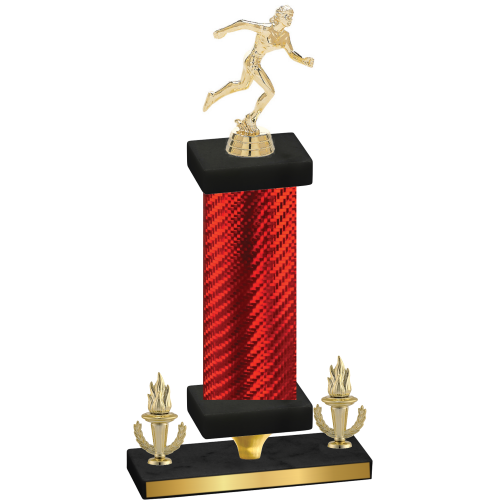 Premium Single Red Carbon Fiber Victory Running Trophy