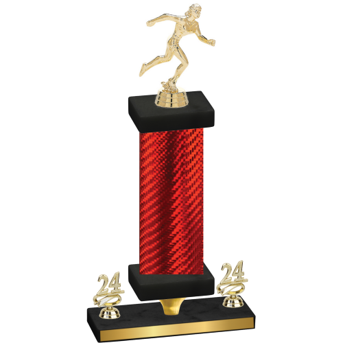 Premium Single Red Carbon Fiber Year Running Trophy