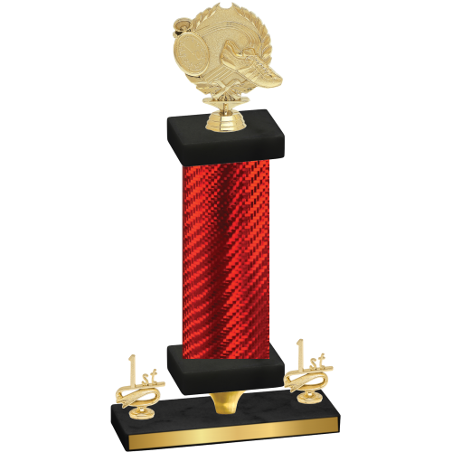 Premium Single Red Carbon Fiber First Place Running Trophy