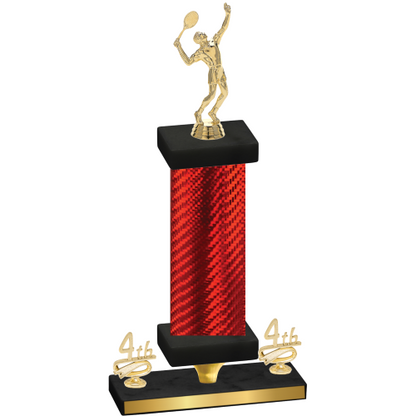 Premium Single Red Carbon Fiber Fourth Place Tennis Trophy