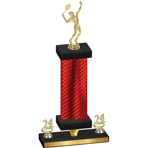 Premium Single Red Carbon Fiber Year Tennis Trophy