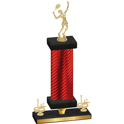 Premium Single Red Carbon Fiber First Place Tennis Trophy