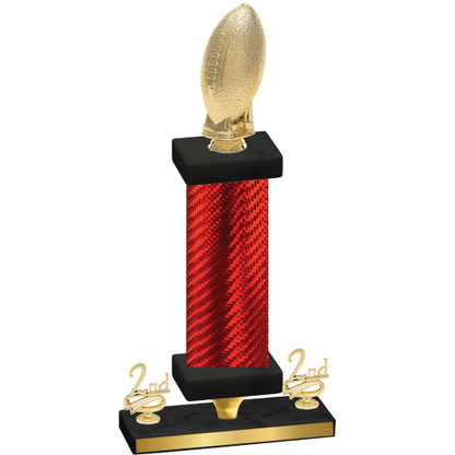 Premium Single Red Carbon Fiber Second Place Football Trophy