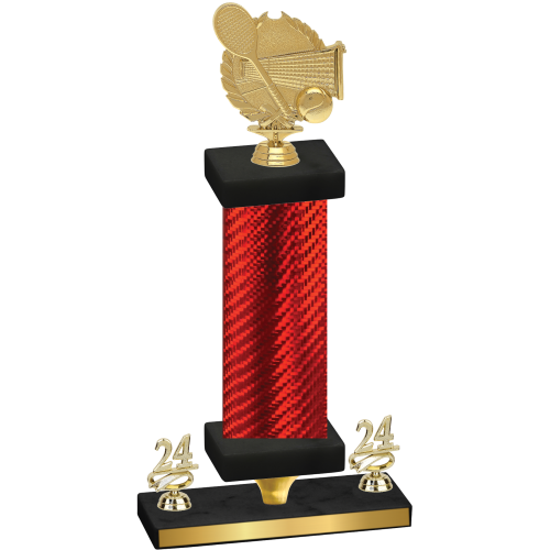 Premium Single Red Carbon Fiber Year Tennis Trophy