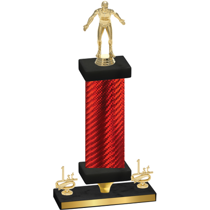 Premium Single Red Carbon Fiber First Place Wrestling Trophy