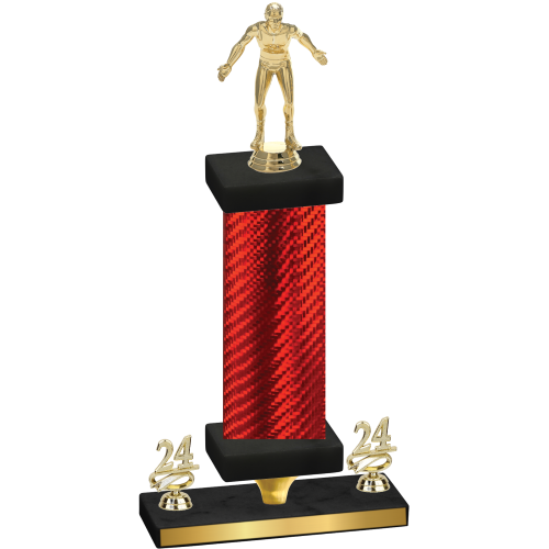 Premium Single Red Carbon Fiber Year Wrestling Trophy