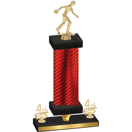 Premium Single Red Carbon Fiber Fourth Place Bowling Trophy