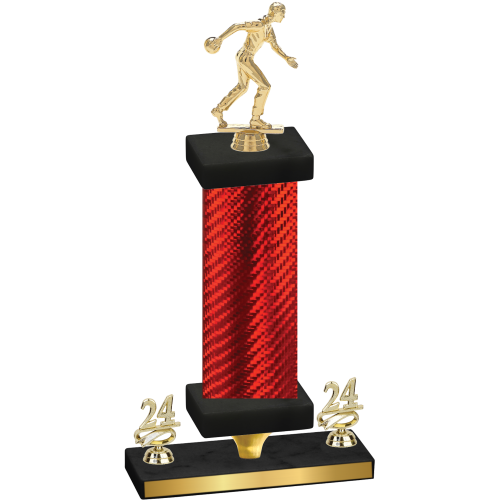 Premium Single Red Carbon Fiber Year Bowling Trophy