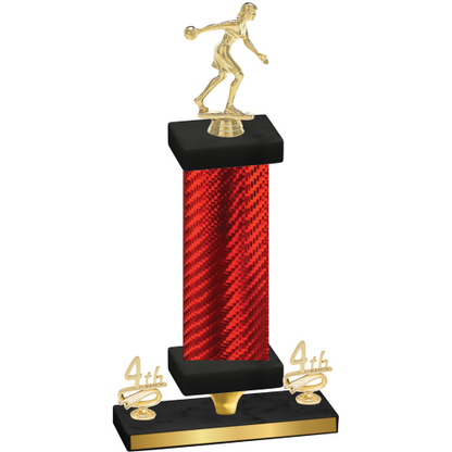 Premium Single Red Carbon Fiber Fourth Place Bowling Trophy