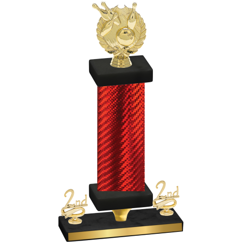 Premium Single Red Carbon Fiber Second Place Bowling Trophy