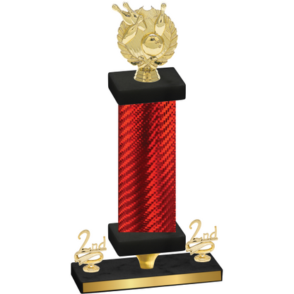 Premium Single Red Carbon Fiber Second Place Bowling Trophy