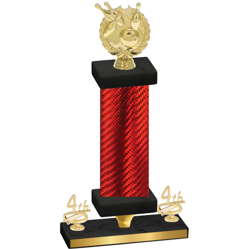 Premium Single Red Carbon Fiber Fourth Place Bowling Trophy