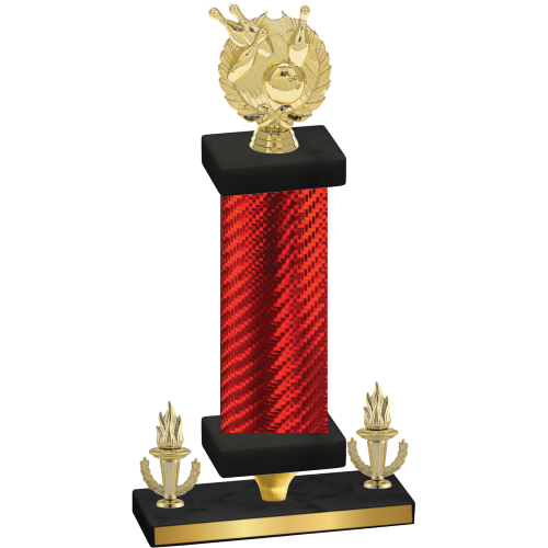 Premium Single Red Carbon Fiber Victory Bowling Trophy