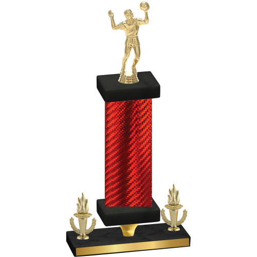 Premium Single Red Carbon Fiber Victory Volleyball Trophy