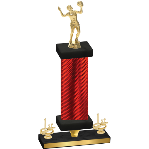 Premium Single Red Carbon Fiber First Place Volleyball Trophy