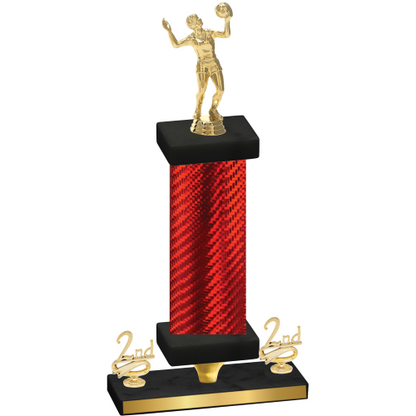 Premium Single Red Carbon Fiber Second Place Volleyball Trophy