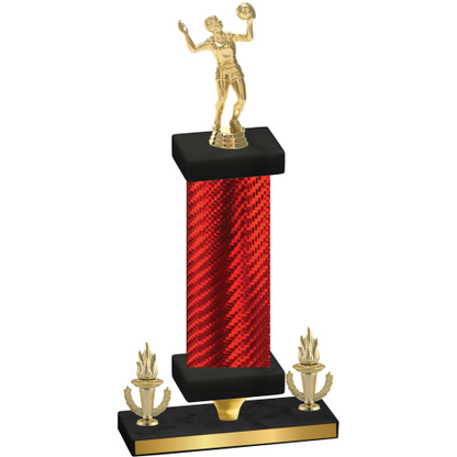 Premium Single Red Carbon Fiber Victory Volleyball Trophy