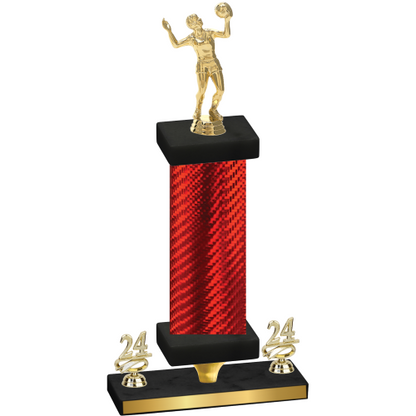 Premium Single Red Carbon Fiber Year Volleyball Trophy