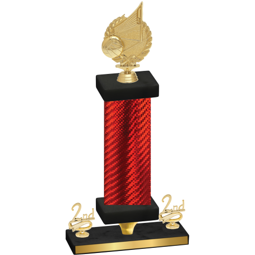 Premium Single Red Carbon Fiber Second Place Volleyball Trophy