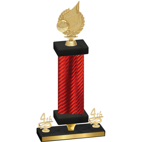 Premium Single Red Carbon Fiber Fourth Place Volleyball Trophy