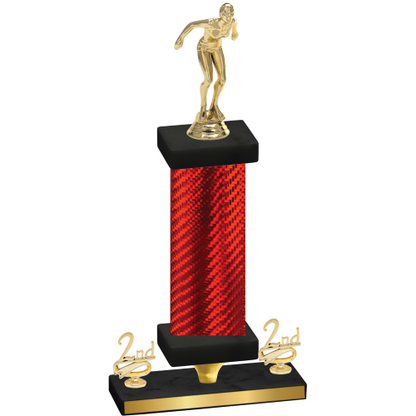 Premium Single Red Carbon Fiber Second Place Tennis Trophy