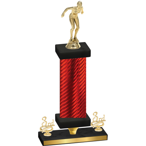 Premium Single Red Carbon Fiber Third Place Tennis Trophy