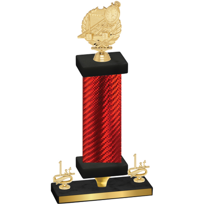 Premium Single Red Carbon Fiber First Place Swimming Trophy