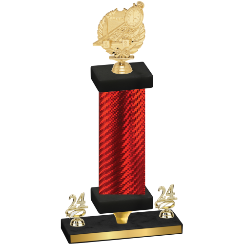 Premium Single Red Carbon Fiber Year Swimming Trophy