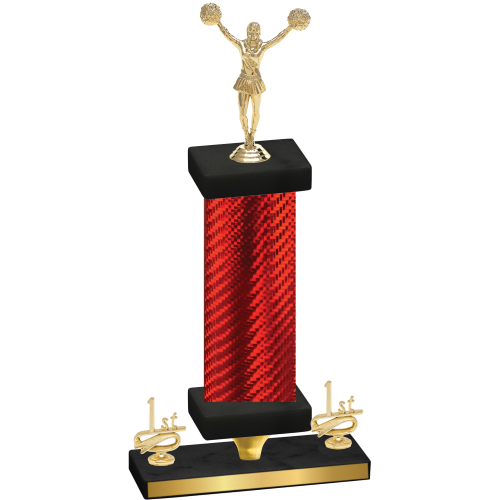 Premium Single Red Carbon Fiber First Place Cheerleading Trophy