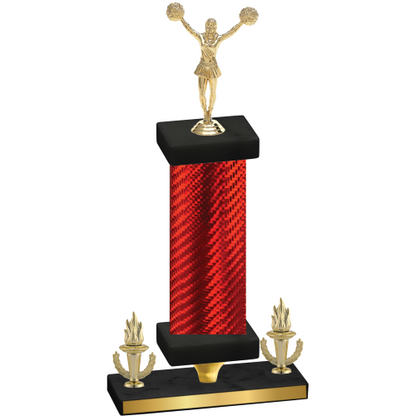 Premium Single Red Carbon Fiber Victory Cheerleading Trophy