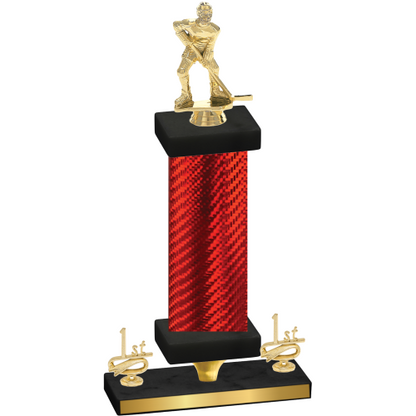 Premium Single Red Carbon Fiber First Place Hockey Trophy