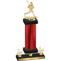 Premium Single Red Carbon Fiber Third Place Lacrosse Trophy