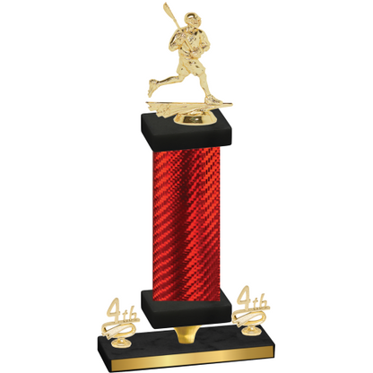 Premium Single Red Carbon Fiber Fourth Place Lacrosse Trophy