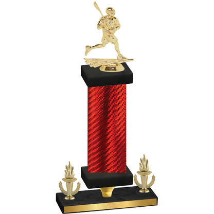 Premium Single Red Carbon Fiber Victory Lacrosse Trophy